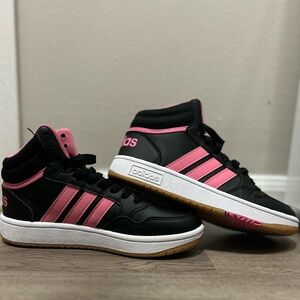 Black and Pink Adidas High Tops